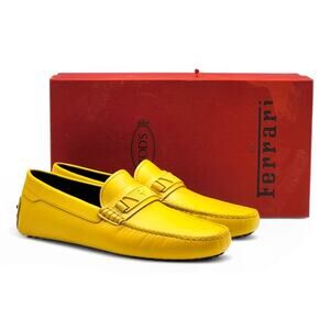 Tod’s for Ferrari Leather Gommino Driving Loafers Yellow UK 7.5 US 9 NWB $695